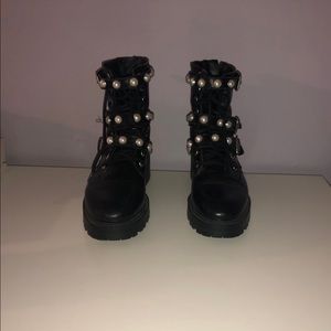 Zara black pearl boots
